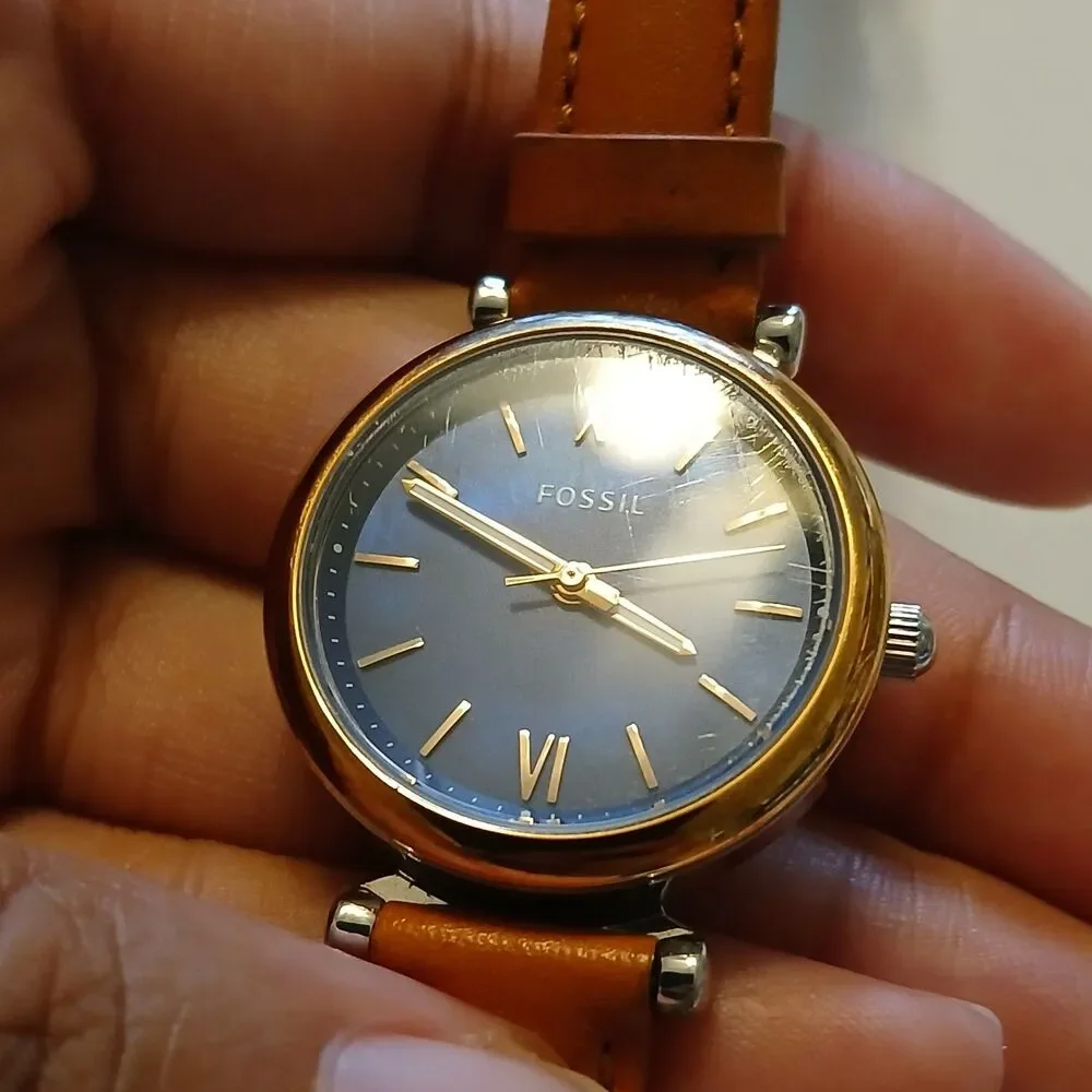 Fossil Women's Blue Dial Leather Strap Watch ES4701 28mm